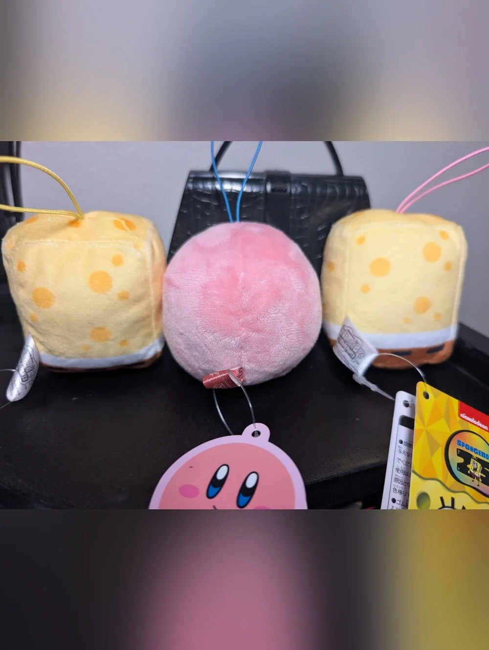 SpongeBob SquarePants Yellow & Pink Plush Keychain Set